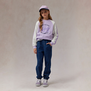 徽章刺绣束脚裤 eland 2025年春季 男女童牛仔裤 子 kids衣恋童装