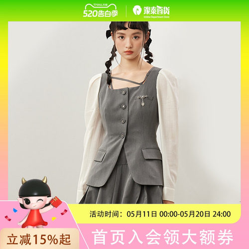 pit  2024春装女士时尚优雅干练撞色拼接收腰长袖连衣裙102C410493