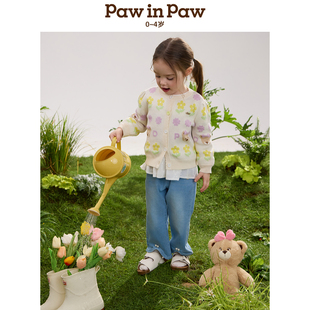 休闲喇叭裤 PawinPaw卡通小熊童装 女宝宝宽松牛仔裤 款 25年春季