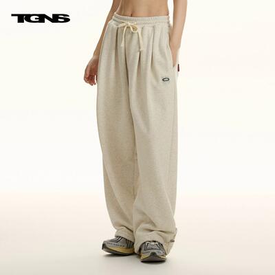 TGNS潮牌来去针加绒工装卫裤男生秋季潮流休闲宽松直筒运动长裤子23KZFW012