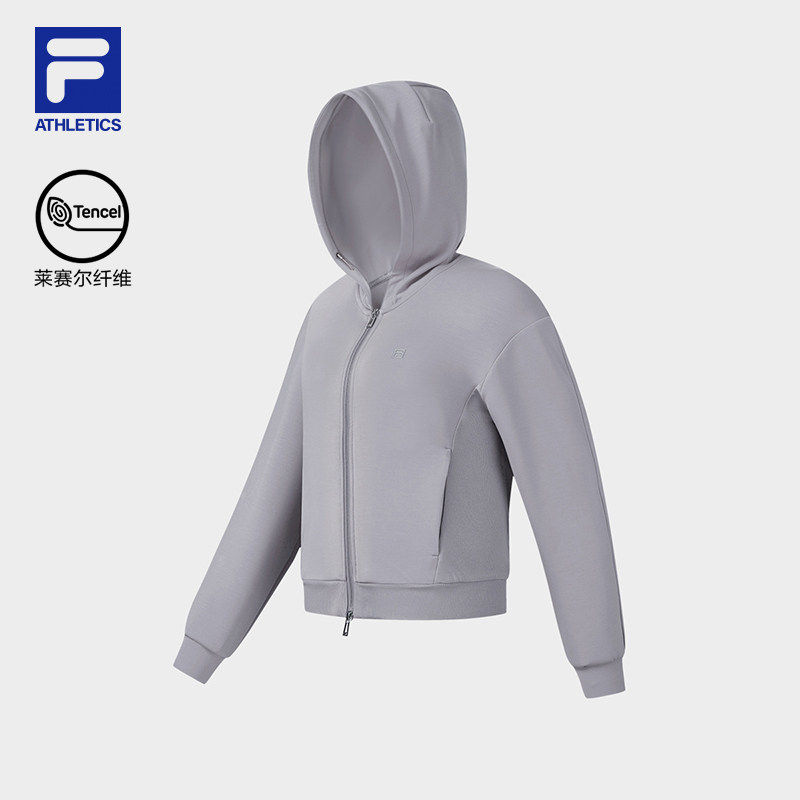 FILA 斐乐女士针织连帽外套2026夏新款健身运动简约宽松上衣A11W621508F