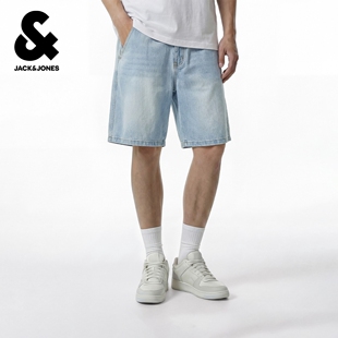 男款 百搭男装 牛仔短裤 型半松紧腰头单侧零钱袋时尚 廓形版 杰克琼斯夏季