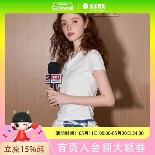 coolhut美式修身短款正肩2025夏季女式T恤短袖别致气质