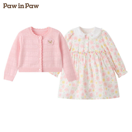 【一衣三穿】PawinPaw卡通小熊童装26年春款女宝宝连衣裙两件套
