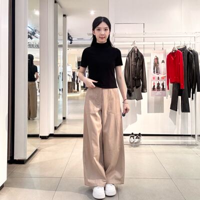 太平鸟女士简约休闲长裤A3GBF4159