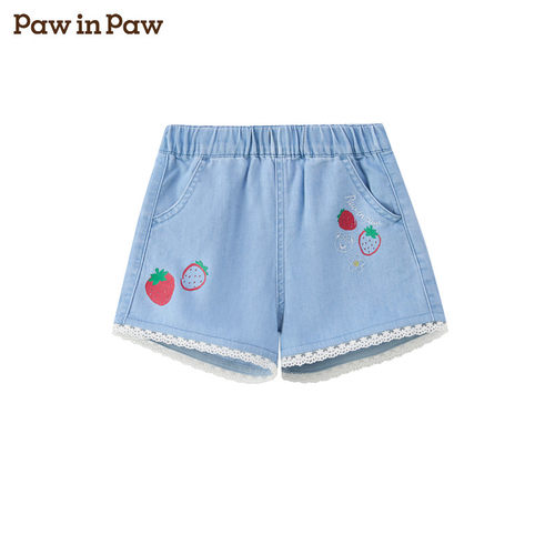 PawinPaw卡通小熊童装26年夏款女宝宝牛仔短裤PBTJG2484M