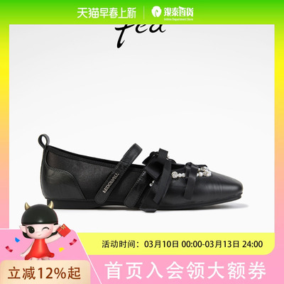 fed魔术贴单鞋秋季女鞋真皮芭蕾鞋方头玛丽珍鞋女FUG679