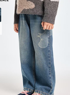 minipeace中筒牛仔长裤