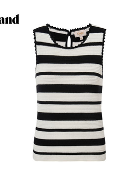 Eland衣恋 马夹女条纹休闲甜美无袖上衣