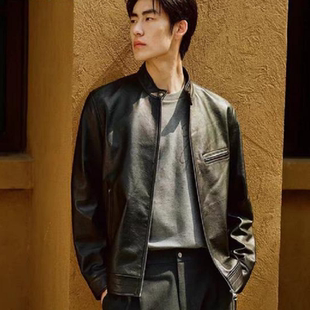 太平鸟男士 外套B1BDF4F06 锋度皮衣立领外套夹克简约时尚