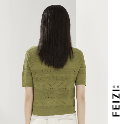 FEIZI菲姿女士夏季短袖针织衫1B837