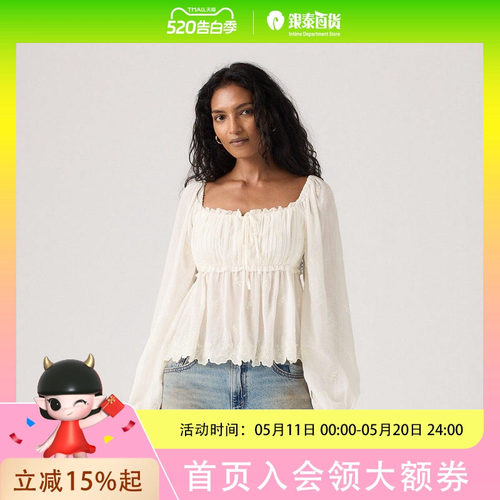 Levi's李维斯26春夏女士泡泡袖蕾丝娃娃衫005ZT-0002