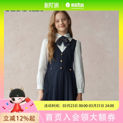【零染科技】eland kids衣恋童装女童连衣裙2025年秋季学院风EKOWF4921E