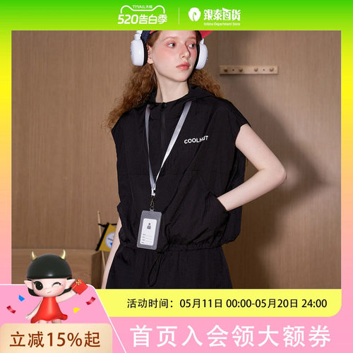 coolhut工装连帽运动两件套坎肩拉链短裤2025夏季女套装薄款宽松