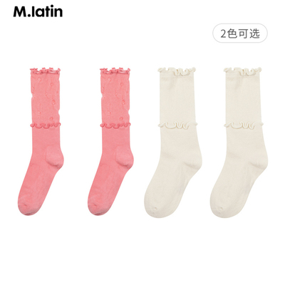 马拉丁24夏女大童精梳棉亲肤长筒袜12431W304S