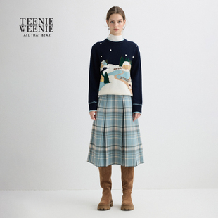 圆领毛衣TTKW254VC5K 撞色针织衫 TeenieWeenie小熊女装 时尚