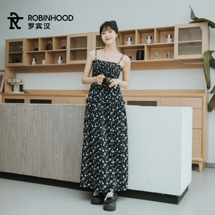 罗宾汉吊带碎花开叉连衣裙夏季 高级感纯欲辣妹显瘦开叉裙R241Q6021