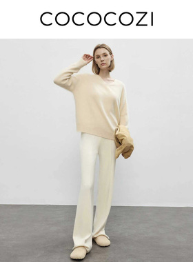 COCOCOZI时髦松弛拉绒V领针织衫253CO514M