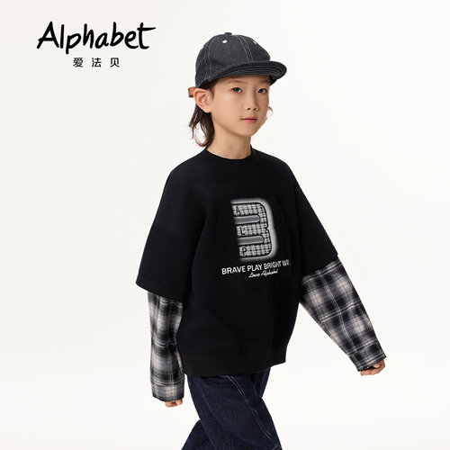 Alphabet爱法贝童装秋季男童卫衣193A614