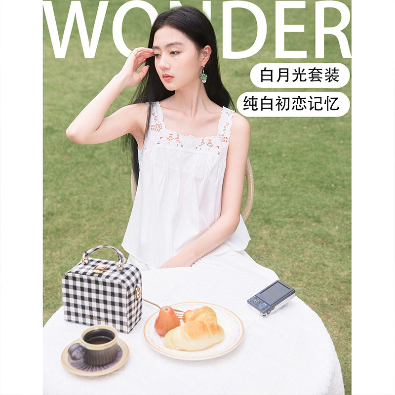 香影今年流行漂亮套装裙女2025夏季白色海边度假半身裙两件套