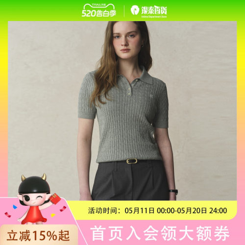 Eland衣恋针织衫女polo领 短袖EEKWF37R33