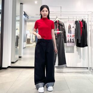 A1HAF343858 太平鸟女士舒适休闲牛仔长裤