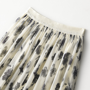 KCOR清新碎花长裙女夏季时尚宽松高腰a字百褶裙9K0J033440