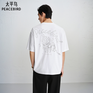 【商场同款】太平鸟男装圆领印花T恤2026春刺绣短袖B2CNG1119