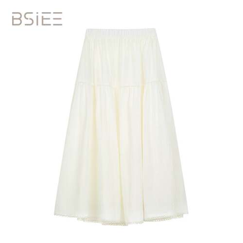 BSiEE本涩miu系花边量感半裙纯色通勤半身裙女F2233D01