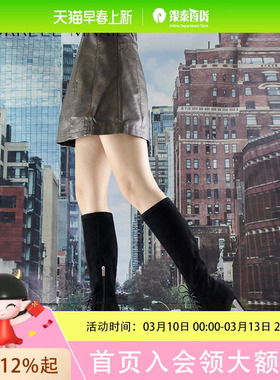 扁跟尖头系带直筒靴女 Morrell Maxie｜MW244042BK