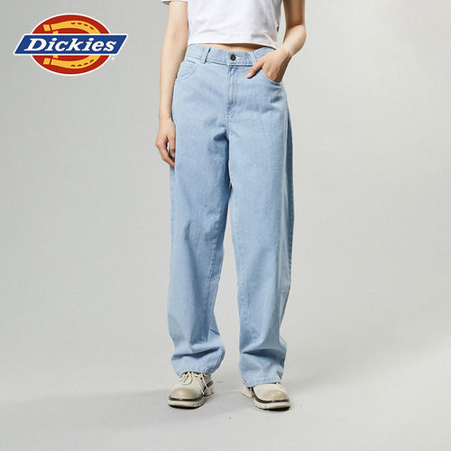 Dickies牛仔裤秋冬女宽松廓形丹宁面料水洗休闲牛仔工装裤DK013065-XIN