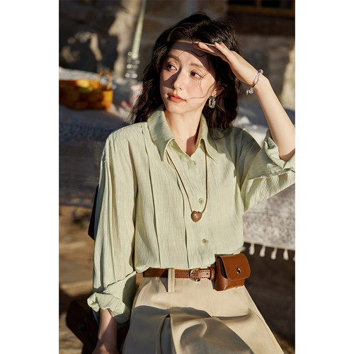 谜秀春季垂坠感宽松版衬衫MXE13C0405