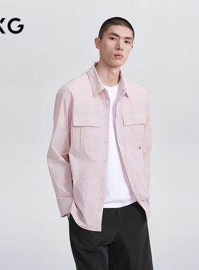 GXG男装 商场同款轻户外翻领长袖衬衫 2026春季新品G26X031030