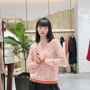 LanaFaY 女士圆领套头提花针织衫L3C813