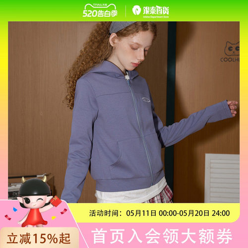 COOLHUT美式连帽户外运动修身2025春季女式外套小个子开衫短款