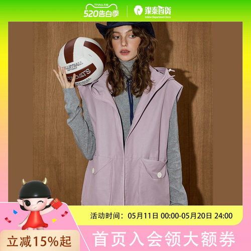 coolhut2025秋季紫色女式时尚美式复古宽松休闲短款马甲