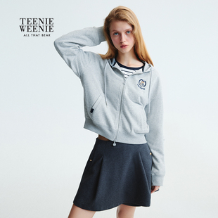 TeenieWeenie小熊女装卫衣2025秋季时髦袖子捏褶设计连帽外套
