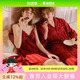 726023401304 纯色简约新婚红色睡裙男家居套装 Gukoo 果壳情侣睡衣春秋款