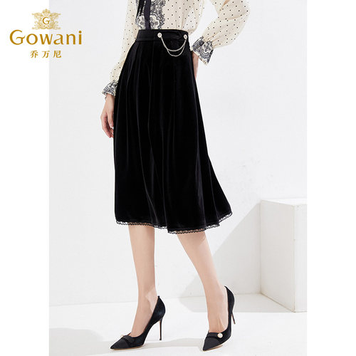 Gowani/乔万尼 半身裙丝绒小香风设计半裙EI3D209501