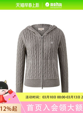 Eland衣恋毛针织衫女休闲风链连帽毛衣2025春季EECKF11R32