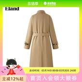 Eland衣恋风衣女翻领收腰长款 外套2025冬季