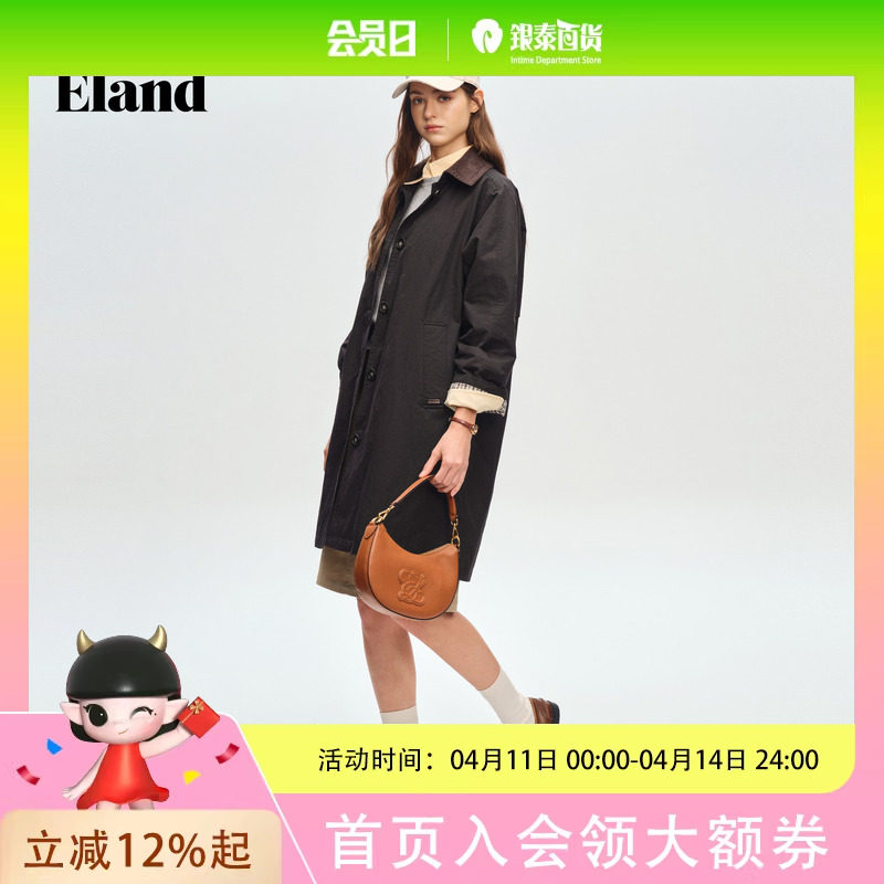 Eland衣恋棉衣女气质通勤长款 棉服外套
