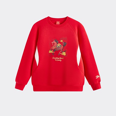 【新年马年】安踏儿童卫衣男童套头衫2026年红色拜年服卫衣潮352618725