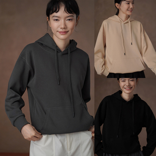 哈齿小姐 实用性价比系列基础多色连帽上衣薄款宽松显瘦落肩卫衣