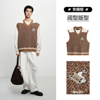 【商场同款】太平鸟男装 休闲毛衫刺绣毛背心男士毛衣 B2ECF4121