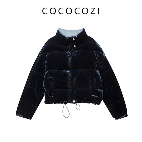 COCOCOZI冬季时尚保暖气质丝绒短款鹅绒服243CO087Y
