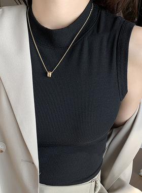 MYREALITY圆领螺纹无袖背心吊带打底衫H520