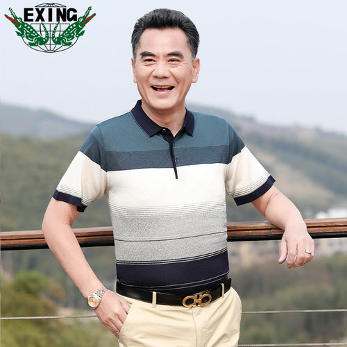 EXING中老年男士时尚休闲针织POLO衫R336