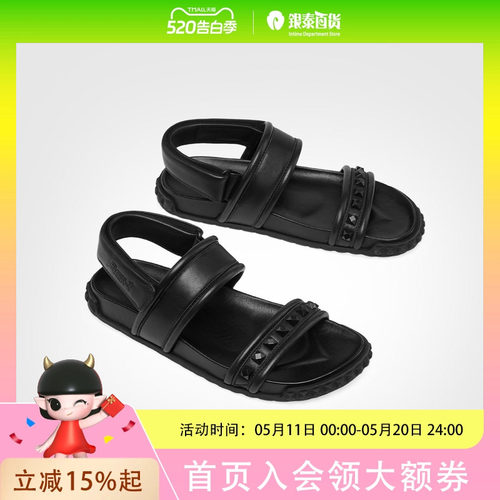 ASH女鞋2025春夏欣款TIXTY真皮魔术贴凉鞋女平底柏搭简约罗马鞋潮AP141K40058