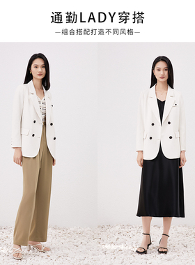 TKY SHOP双排扣长袖便西2023春款外套10G1BA04C015